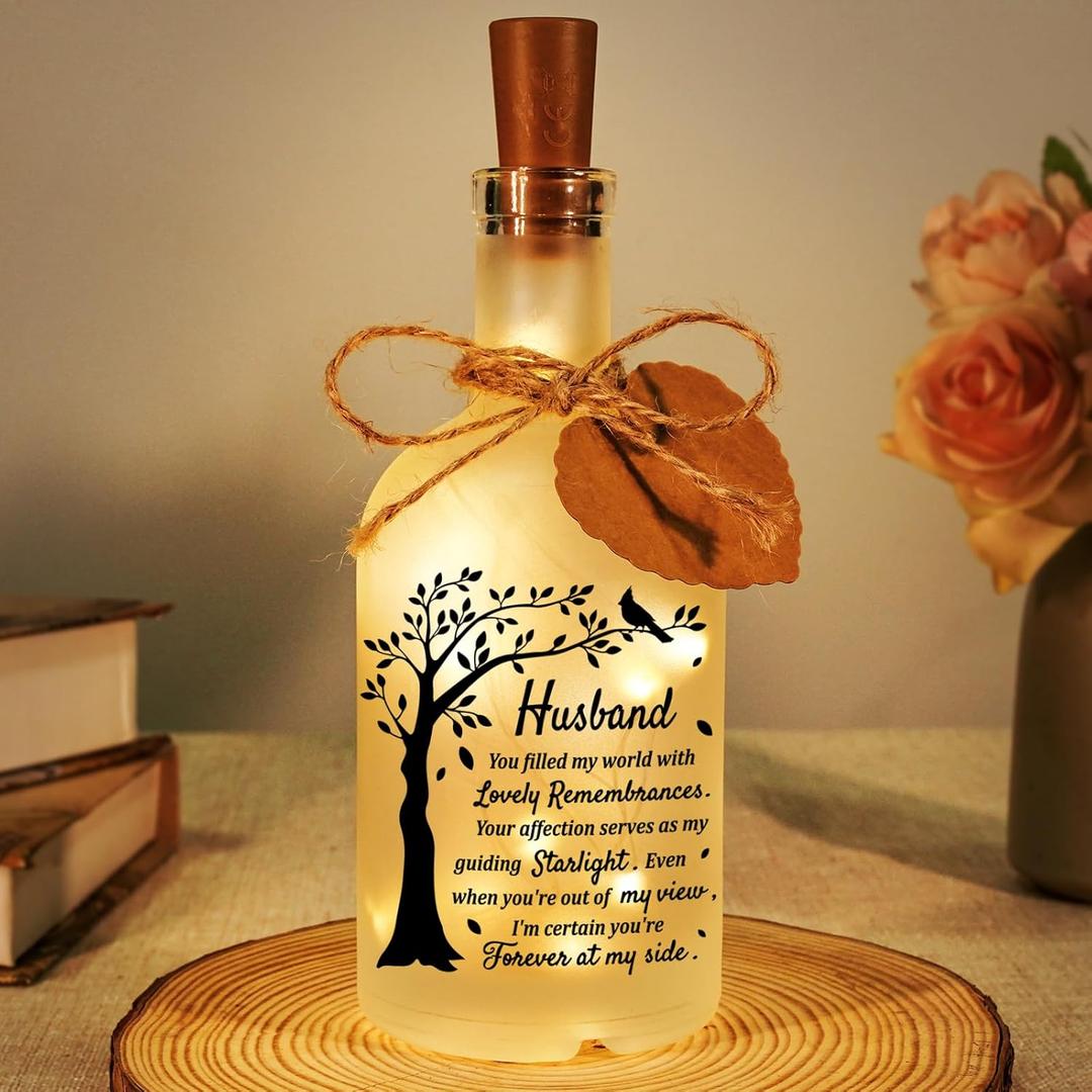 Memorial Gifts for Loss of Husband, Loss of Husband Sympathy Gift - Memorial Decorative Bottle Jar Lighting, A Gift to Express Sympathy, Bereavement, Comfort, Remembrance and Healing