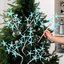 Pinkunn 6 Pcs Blue Coastal Christmas Tree Ornaments 15.74 Inch Starfish Christmas Picks and Spray Beach Artificial Tree Toppers Ocean Branches Twigs Filler for Xmas Vase Crafts Decor