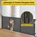 Reinforced 42 Tall x 160 Extra Wide Retractable Baby Gates with Support Rods, Outdoor Pet Gate for Wide Openings, Tall Baby Gates for Dogs Extra Long Dog Gate Large Outdoor Gates for Decks, Black