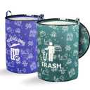 2 Pcs 30 Gallon Collapsible Trash Can Portable Waterproof Reusable with Zippered Lid for RV's, Camping, Recycling, Yard Waste, Leaf Bag, Children Toy Bin, Hiking, TravelWeeds Basket