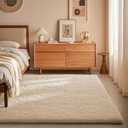 Ophanie Ivory Rugs for Bedroom Living Room, Fluffy Fuzzy Furry Carpet, Plush Soft Shaggy Bedside Indoor Floor 4x6 Cream Area Rug for Kids Girls Boys Baby Teen Dorm Nursery Home Decor Aesthetic (4' x 6', 3- Ivory)