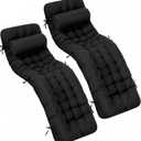 Tudomro 66'' Outdoor Chaise Lounge Cushion Waterproof Patio Pool Chaise Lounge Cushion with Headrest Pillow Tie Fade Resistant Replacement Longue Rocking High Back Chair(Black,2 Pcs)