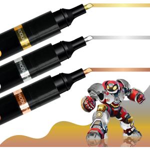 3 Colors Liquid Chrome Markers - Permanent Mirror Chrome Pens, Chrome Paint Pens for Plastic, Metal, Model Painting, Touch Up & Repair Kit, Set of 3 Colors (Chrome, Gold, Copper)