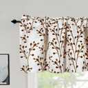 Brown Printed Valances for Windows - Tree Branch Leaf Room Darkening Short Curtain Valances for Kitchen/Bedroom/Living Room/Bathroom/Farmhouse/Laundry/Cafe with Rod Pocket 1 Panel 52x18 Inches Long