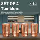 Pure Copper Tumblers Set of 4 | 350ml (11.8oz) | Handmade Ayurvedic Drinkware for Health & Wellness | Travel Copper Cups
