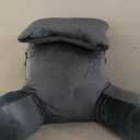 Reading Pillow for Sitting in Bed Couch Adult, Back Pillow with arm Support and Pockets, Adult Back Pillow Bed Chair for Bed Rest, Reading, Watching TV, Gaming for Boys and Girls Dark Grey