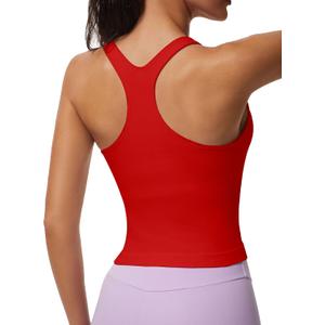 MathCat Workout Tank Tops for Women Racerback Basic Running Tanks Seamless Muscle Athletic Yoga Tops with Built in Bra (X-Small, Red)