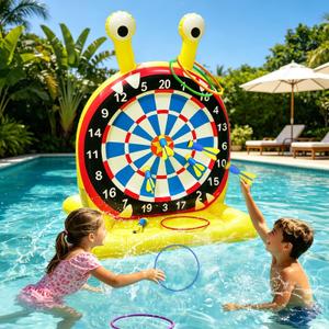 Inflatable Monster Dart Board Pool Games, Pool Floats Water Game for Beach Yard, 2-in-1 Pool Toys with Throwing & Ring-toss Games, Summer Water Toys for Kids, Teens & Adults