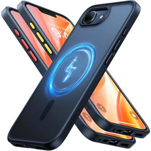 TORRAS Magnetic Shockproof for iPhone 16e Case 2025, Fit for MagSafe, 4X Military Grade Rugged Durable Protection, Slim Anti-Scratch Translucent Phone Case for iPhone 16e 6.1", Black