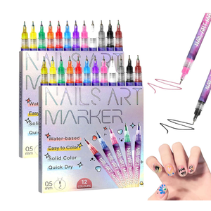 12 Colors Nail Art Pens Set, Nail Art Markers Polish Pen for 3D Nail Art, Drawing Painting Liner Brush for DIY Nail Art Beauty Adorn Manicure Tool (12 colors)