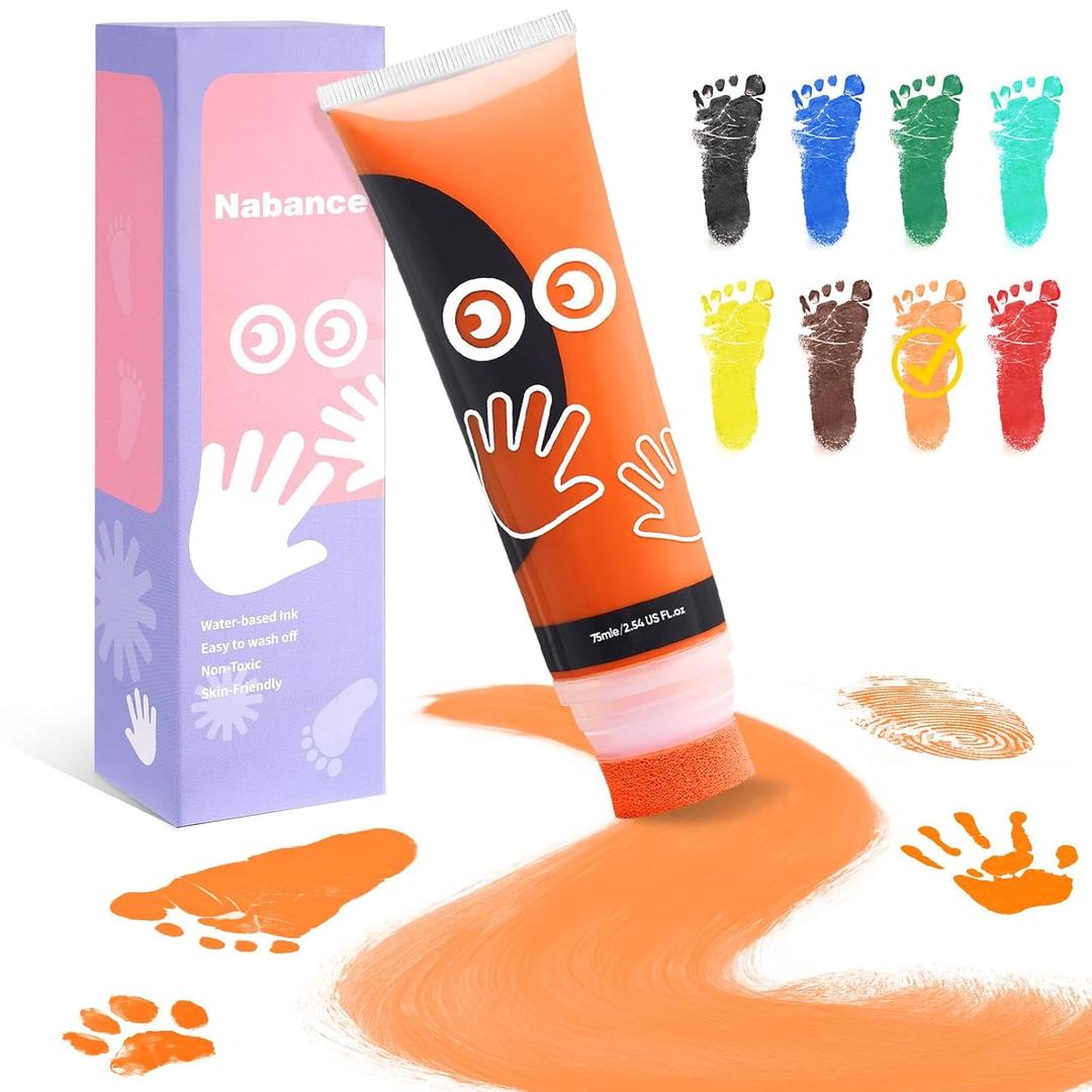 Nabance 2.54 fl oz Bright Pink Baby Hand and Footprint Friendly Ink Paint, Dog Cat Paw Print Safe Ink, Non-Toxic Acid-Free, Safe Gentle for Home School Christmas New Year DIY Keepsake Stamp