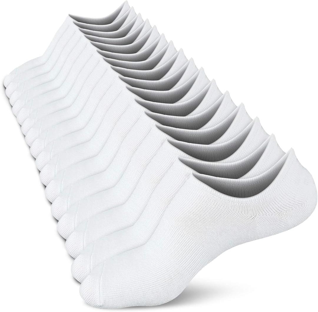 Wernies No Show Socks Women Low Socks Non Slip Flat Boat Line, 8 Pairs, Size: 5-8