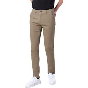 Plaid&Plain Men's Skinny Stretchy Khaki Pants Colored Pants Slim Fit Slacks Tapered Trousers