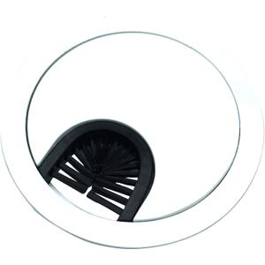 Gloss White Metal Cable Grommet | 2 Piece "Lock in" Feature with "Brush" Opening for Management of Office & Computer Desk Wires | 60mm (2 3/8") Hole Opening | 5 Pack