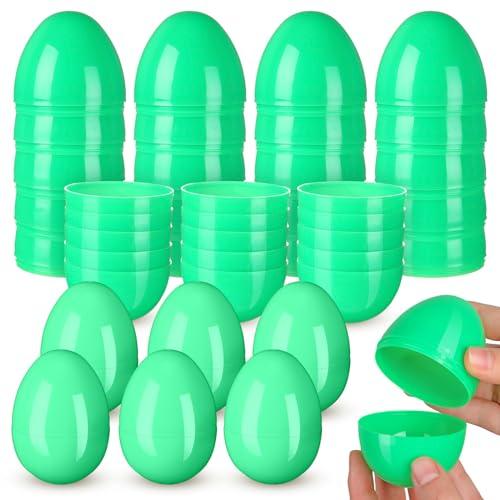Silipull 36 Pack 3.1 Inch Jumbo Empty Plastic Eggs, Fillable Eggs for Egg Hunts, Candy Basket Stuffers, Party Favors, DIY Crafts(Green)