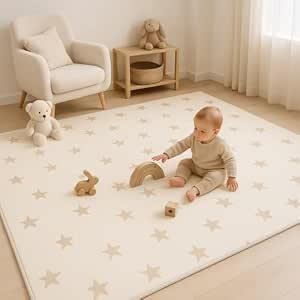 Bubba Bear Reversible Baby Floor Mat, 79" x 59" - Foldable and Lightweight Baby Play Mat for Floor - Easy Storage and Travel
