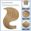 Straight Tape In Human Hair Extensions P27/613 Highlight Blonde Weft Weave 10 Packs Total 40g Honey Blonde Color Invisible Human Hair Tape In Extensions 18 Inch