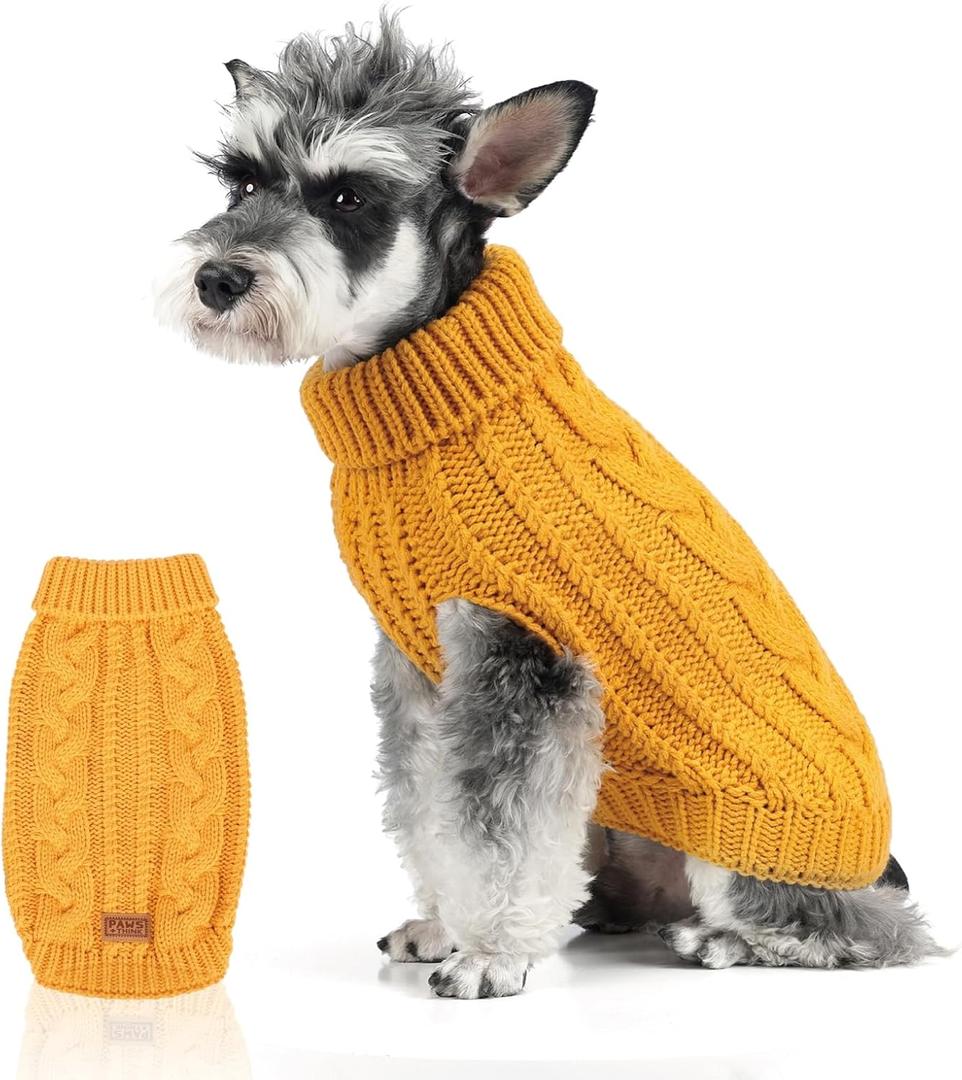 FOFOS Dog Sweater for Small Dogs Warm Winter Puppy Sweater Soft Pullover Dog Clothes for Cold Weather (Yellow, XS)