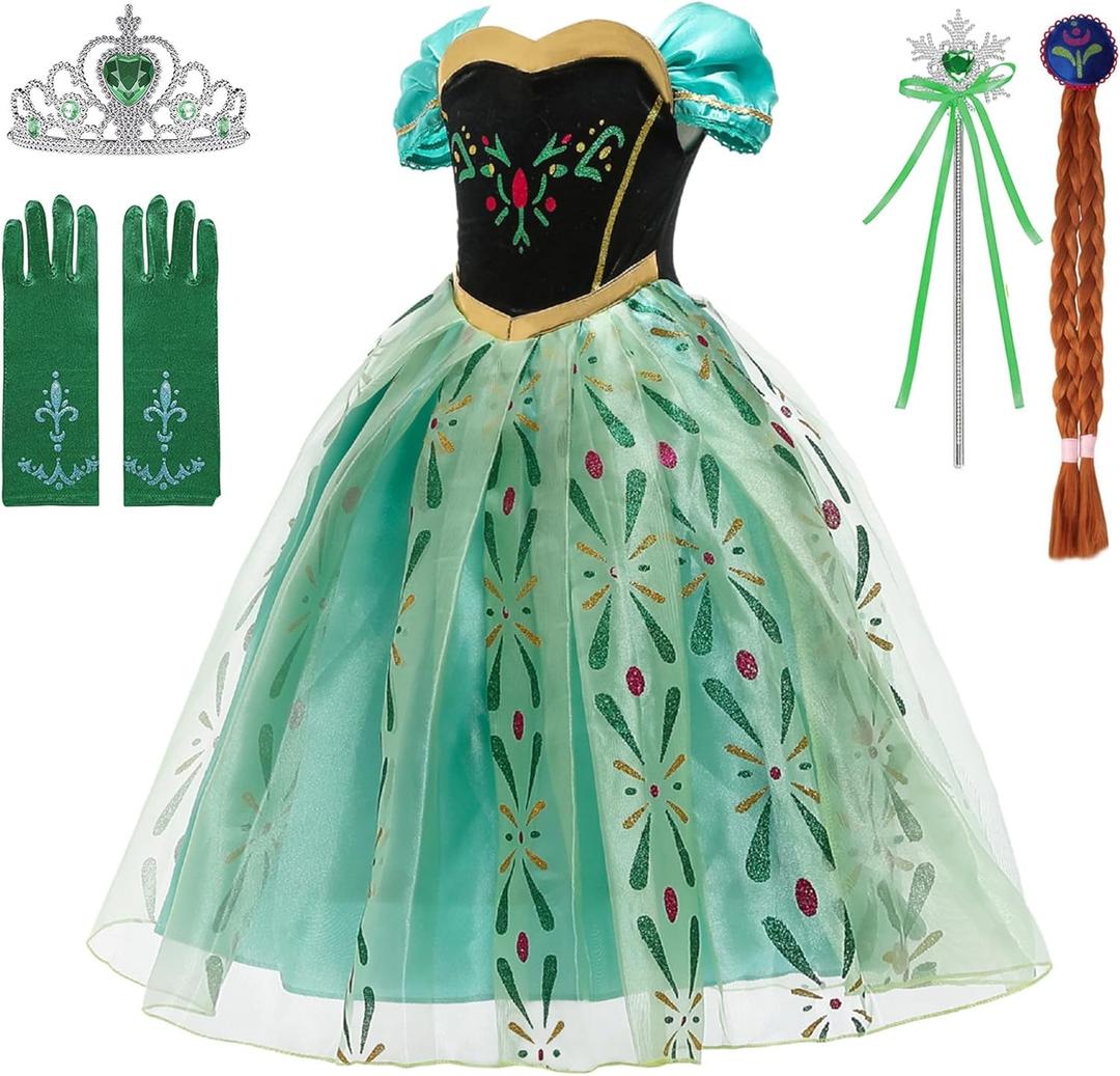 Princess Dresses Girls Elsa Anna Costumes Birthday Party Halloween Costume Cosplay Dress up for Little Girls, 4T-5T(A60, 120cm)