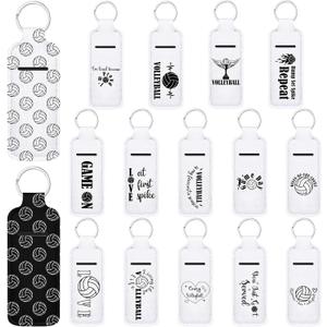 16 Pcs Volleyball Lipstick Holder Keychains Bulk Volleyball Clip on Lipstick Balm Holder Keychain Sleeve Pouch Gifts for Women Sports Lover Team Gifts