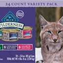 Blue Buffalo Wilderness High Protein, Natural Adult Pate Wet Cat Food Variety Pack, Chicken, Salmon, Duck 3-oz cans (24 Count- 8 of Each Flavor)