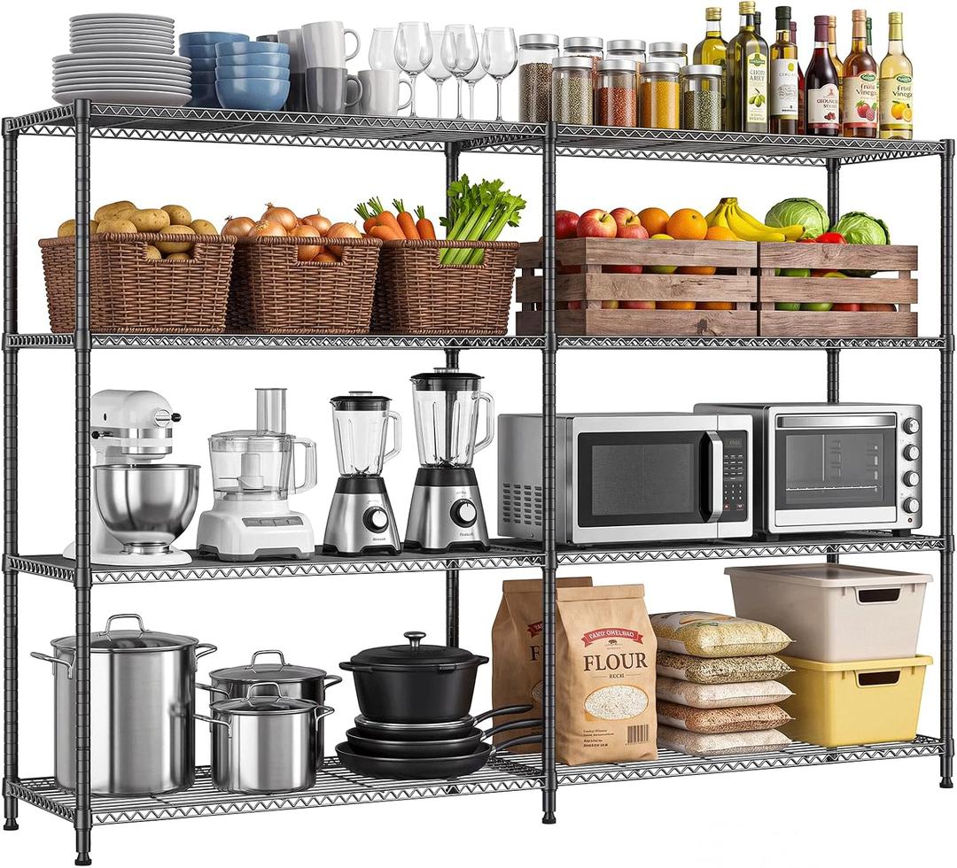 IZEUK 4-Tier 34 Inch Wide Storage Shelf, Heavy Duty Metal Wire Shelving, 4 Tier, 15.7" D*33.5" W*59.5" H