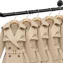 Industrial Iron Pipe Clothes Hanging Bar DIY Wall-Mounted Garment Rack Heavy Duty Clothing Rack for Bedroom, Laundry Room, Closet Storage (Black 40 inch)