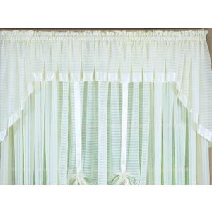 3 x Today's Curtain, Silhouette Stripe Sheer Swag 38", Chocolate, 60" W x 38" L