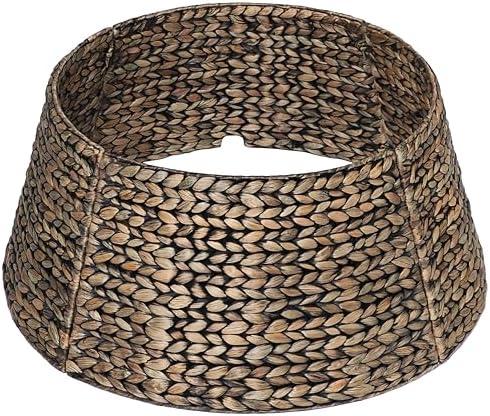CENBOSS Rattan Christmas Tree Collar, Wicker Tree Skirt & Stand Base Cover (Black Wash, 42 inch)