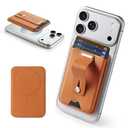 ESR for MagSafe Wallet, 3-Card Holder, Magnetic Wallet for iPhone, Vegan Leather, Secure-Grip Finger Loop without Stand for iPhone 17/ 16/ 15/ 14/ 13/ 12 Series, Not for 13/ 12 Mini, Brown