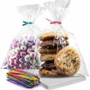 Prestee 200 Pack Clear Cellophane Bags for Favors - Transparent Goodie Bags for Birthday Party, 6x10 Inch Clear Bags with 4-Inch Twist Ties - Candy, Treat, Cookie Bags for Gift Giving