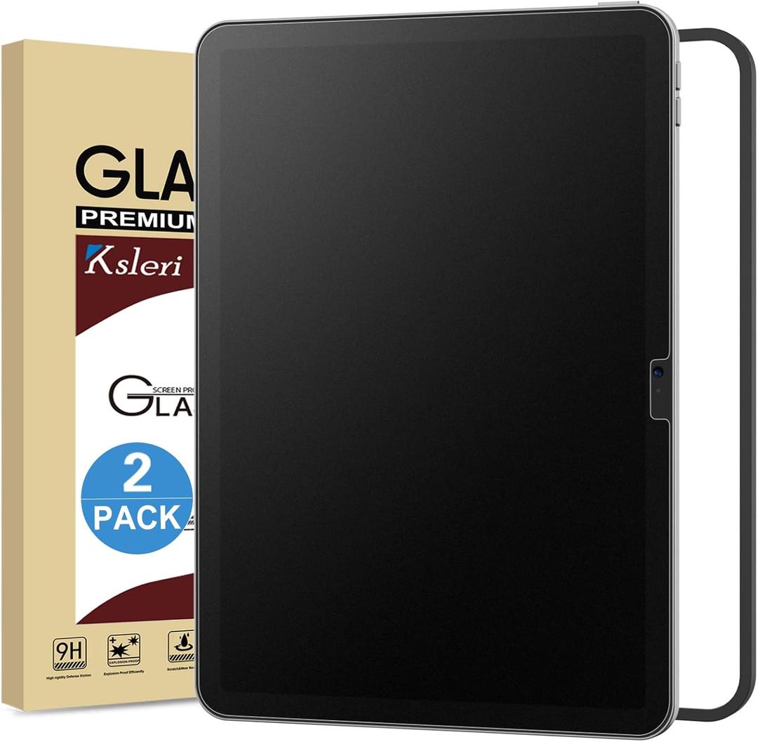 2 Pack Matte Glass Screen Protector for iPad A16 11 Inch (2025 11th Generation) / iPad 10th Generation 10.9 2022 (Not Privacy) Anti Glare Anti Fingerprint Tempered Glass with Alignment Frame