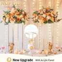 Nuptio Gold Vases for Centerpieces Wedding with Acrylic Panel - 2 Pcs 31.5 inch Tall Metal Flower Vase Flowers Stand - Elegant Bulk Weddings Decoration Table Geometric Centerpiece for Party Tables