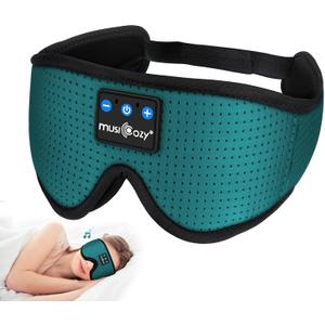 MUSICOZY Sleep Headphones Breathable Bluetooth Headband 3D Sleeping Headphones, Wireless Music Eye Mask Sleep Earbuds for Side Sleeper Women,Men Office Air Travel Cool Tech Gadgets Unique Gifts Green