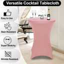 FestiCorp 2 Pack Spandex Cocktail Table Covers Fitted Clothes, Elastic Round Table Cover, Stretch Tablecloth for Party, Bar, Wedding, Birthday, Banquet, Pink, 30"-32" Diameter x 40"-43" Height