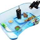 Turtle Tank with Multi-Function Areas, Easy Assembly, Ideal for Small Turtles & Reptiles, Includes Plastic Tree & Fishing Net (Blue)