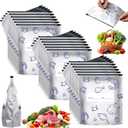 30Pcs Reusable Aluminum Foil Sealable Storage Bags, 2026 New Resealable Vacuum Zipper Pouches for Food, Stand Up Foil Sealable Bags with Label and Zip Lock for Vegetable (Large)