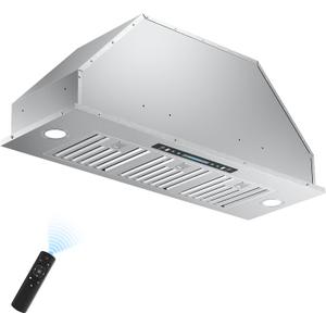 IKTCH 36 inch Built-in/Insert Range Hood 900 CFM, Ducted/Ductless Convertible Duct, Stainless Steel Kitchen Vent Hood with 4 Speed Gesture Sensing&Touch Control Panel(IKB01-36)