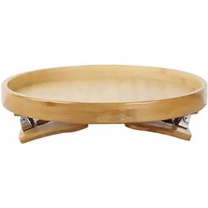 Foldable Snacks Tray Round Wooden Sofa Armrest Couch Table Multi-Function Dessert Holder
