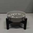 Elevated Slow Feeder Dog Bowl - Ceramic Maze Dog Food Bowl with Stainless Stand - Raised Slow Feeder for Small Breeds to Control Eating Speed - 6.3 Inch - 0.8 Cups (80g) - Gray