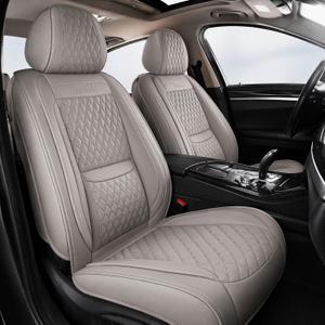 Gray Thick Nappa Leather Automotive Front Car Seat Covers Set of 2