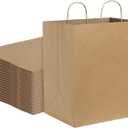 BagDream Kraft Paper Bagsr 50Pcs 14x10x15.75 Ultra Wide Large Paper Gift Bags with Handles for Takeouts, Parties, Shopping, Food Packing, Recyclable Food Service Bags Brown Paper Grocery Sacks