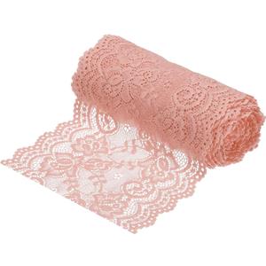 MECCANIXITY 6 Inch Wide 5 Yard Lace Ribbon Floral Pattern Light Pink Lace Trim Ribbon for Sewing Making, and DIY Crafts, Gift Wrapping, Bouquets, Wedding Decor