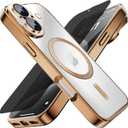 Misscase for iPhone 17 Case with Privacy Screen Protector,[Camera Lens Protector] Clear Magnetic Luxury Plating Case Compatible with MagSafe Elegant Anti-Scratch Case Cover 6.3 inch Gold