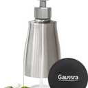 Soap Dispenser with Coaster and Stickers, Brushed Nickel Stainless Steel Case Glass Liner Hand Pump Dispenser, Refillable Liquid Hand Soap Dispenser for Bathroom & Kitchen (11OZ / 320ML)