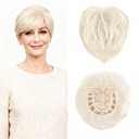 Short Hair Topper for Thinning Hair 5.5 Inch Short Pixie Cut Toppers Pieces Natural Curly Texture Synthetic Light Ash Blonde Wiglets Hairpieces (5.5 inch)