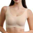 Seamless Bras for Women Full Coverage Wireless Bralette Widen Straps & Side, Comfortable Breathable Smooth Pull On Bras M