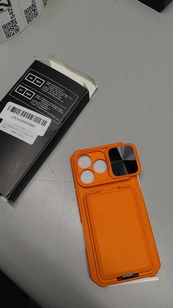 SSLOTSCASE for iPhone 17 Pro Max Case with Card Holder & Camera Stand & Kickstand & Slide Camera Lens Cover & Wallet, Military-Grade Heavy Duty Phone Case Cover for iPhone 17 Pro Max 6.9'', Orange