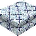 Set of 2 Outdoor Square Chair Cushions 18.5"x16"x2" for Patio, Water Resistant Patio Dining Seat Pads Replacement for Kitchen Garden and Outdoor Furniture Decoration - Boho Geometry Blue