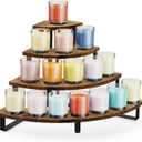 ELITEROO Tiered Display Stand, Wooden Display Risers, 4 Tier Display Shelf for Vendors Retail Craft Show Market, Table Top Display Rack for Cupcakes Perfume Figures Candles Makeup, Curved Corner